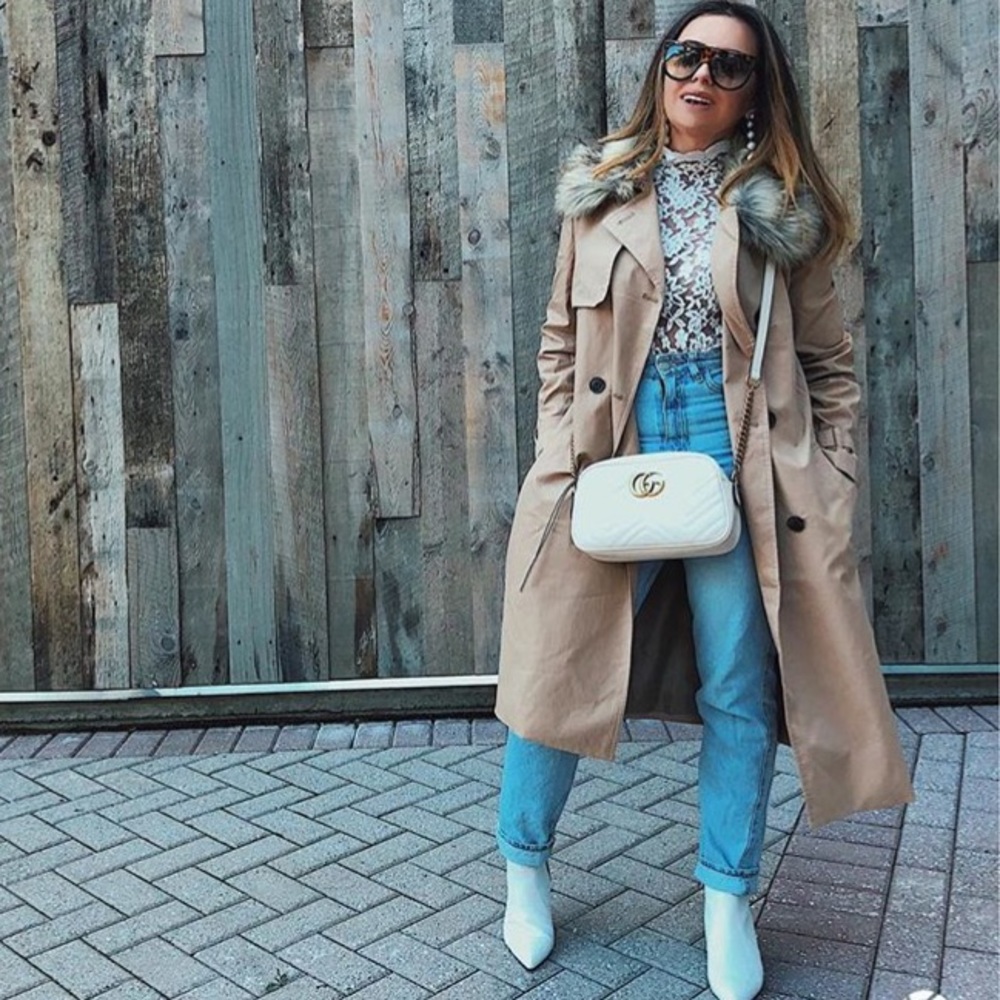 Fur trim trench